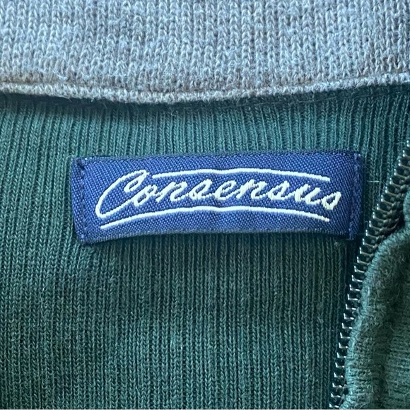 Consensus Sportswear Fishermans Sweater Sz M Hntr Green Quarter Zip Ribbed Knit - Picture 2 of 8
